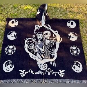 Jack Skellington alpaca poncho, unisex, one size, made in Ecuador